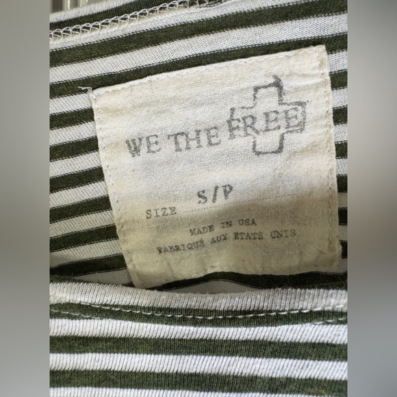 We The Free Green Striped Peplum Blouse 3/4 Sleeve - Picture 3 of 5